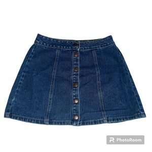 Brandy Melville a line Skirt Womens Size 26 Blue Snap Front Mini skirt